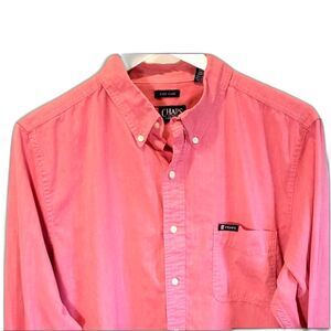 CHAPS Long Sleeve Button Down Casual Shirt Pink Large